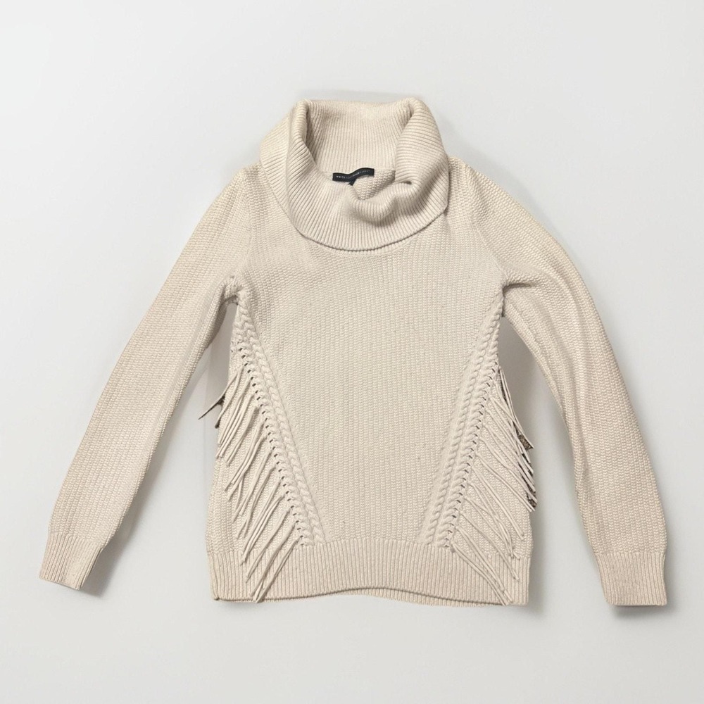 White House Black Market Women's 50% Wool Blend Cream Knit Sweater Cowl Neck